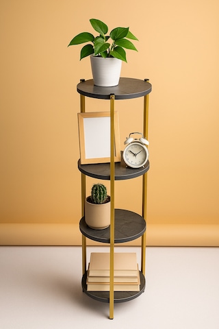 4 Katlı Raf - Çiçeklik, Organizer, Sehpa Ve Köşe Rafı Gold02