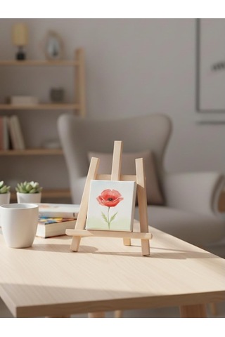 Limon Dekor Gürgen Ahşap Masaüstü Şövale - 37 Cm Sanatçı Tipi Ressam Ve Dekoratif Tablo Sergileme Standı - Resi