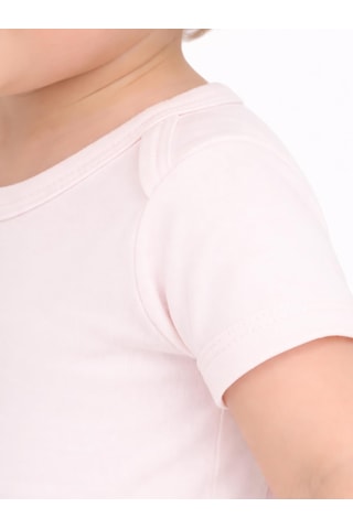 Civil Baby 3 Lü Basıc Kısa Kol 0-36 Ay Çıtçıtlı Badi - Pudra Açık Pudra