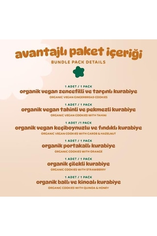 Organik Tatlı Kurabiyeler Atıştırmalık Paketi - 6 Adet 6 Çeşit 320 G