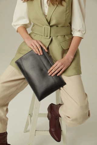 Beverly Hakiki Deri Siyah Kadın Cepli Fermuarlı Rfid Korumalı Portföy Çanta Siyah