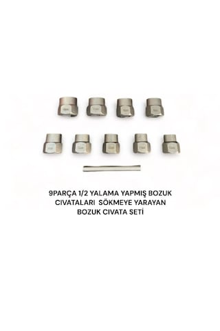 10 Parça 1/2" Yıpranmış Cıvata Ve Bozuk Somun Sökme Lokma Seti 1