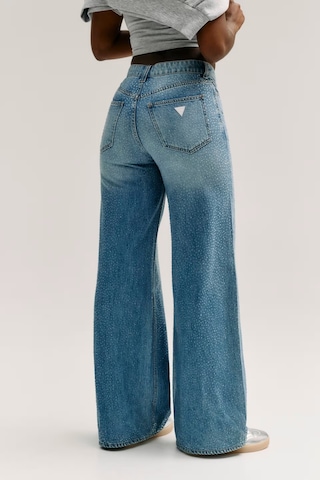 Guess Alba Rhinestones Loose Fit Kadın Jean Pantolon W6ga26d0970 Mavi