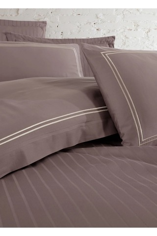 Dantela İmge Nakışlı Pamuk Saten Çift Kişilik Nev.takımı-a.kahve Açık Kahverengi