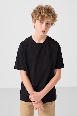 Siyah-koyu Bej Pamuklu Oversize Fit Dokuma Hafif Esnek Chino Erkek Çocuk Şort Takım - 11279 Siyah