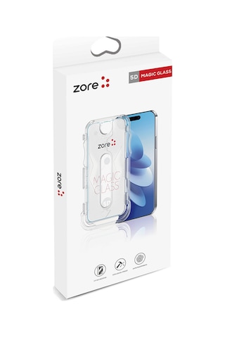 İphone 16 Pro Uyumlu Zore Kolay Uygulama Aparatlı 5d Magic Glass Cam Ekran Koruyucu