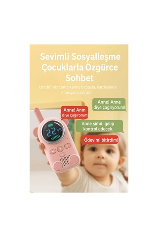 Çocuklar Için Kamp Yürüyüş El Telsizi Şarj Edılebılır 3km Menzil Pembe F534c