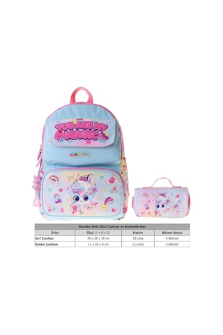 Kaukko Kids Magic Pembe Kız Çocuk İlkokul Sırt Çantası Ve Kalem Çantası Seti - Setkk-l5283c Çok Renkli