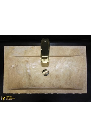 Traverten Batarya Çıkışlı Yay Patlatma Lavabo