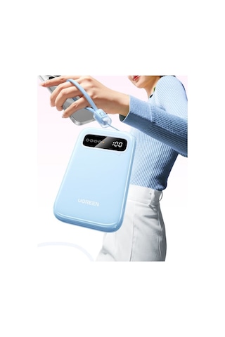 Ugreen 10.00 Mah 20w Led Göstergeli Usb Type-c Taşınabilir Hızlı Şarj Powerbank, 45423b Mavi