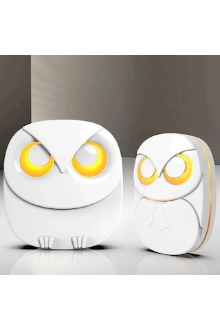 Monozone Beyaz Lüx 1 Buton 1 Alıcı Kablosuz Kapı Zili Baykuş