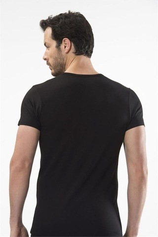 Cacharel 1402 V Yaka Erkek T-shirt - Siyah Siyah