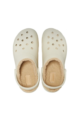 Crocs 207938 Classic Platform Lined Clog W Krem Kadın Terlik Krem