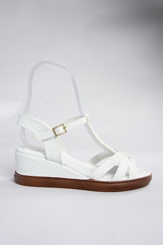 Fox Shoes Beyaz Dolgu Topuklu Kadın Ayakkabı K674305309 Beyaz-suni Deri