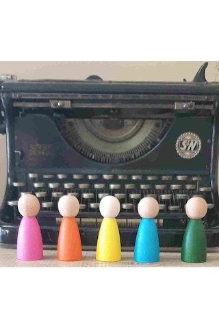 Waldorf Montessori Peg Bebek Mini İnsancık Boyalı 5'li Set Doğ...