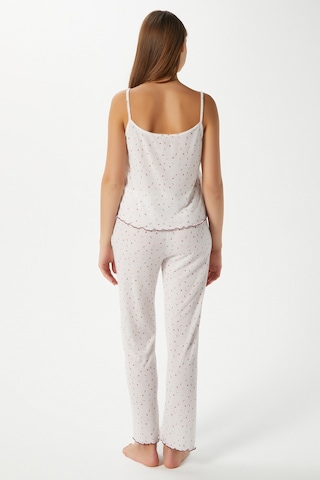 Ritnice Kadın June Askılı Ekru Minik Çiçekli Alt Üst Pijama Takımı