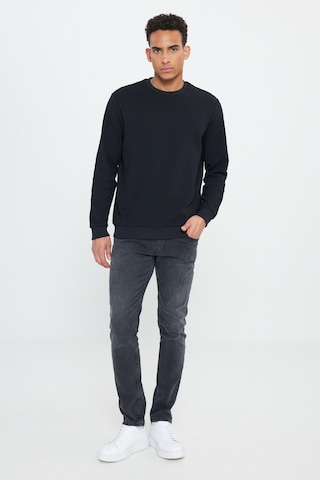 Ac&Co / Altınyıldız Classics  Erkek Sıyah 2 İplik Sıcak Tutan Standart Fit Normal Kesim Bisiklet Yaka Sweatshirt Sıyah Siyah