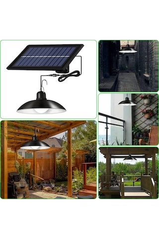 Neevoyu Güneş Enerjili Led Avize, Dışarı/içeri Kullanım, Tek Kafa, Uzaktan Kumandalı, Isınak Işık, Ip65 Su Geçirmez, 30w 500lm Sıcak Beyaz