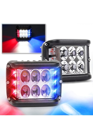 Offroad Sis Lambası Beyaz-Kırmızı-Mavi 12 Led 36W Çift Lass319-