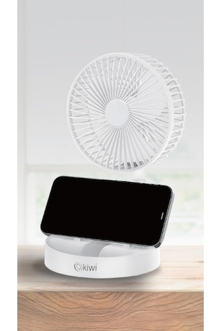 Kiwi Kfan-7608 Şarjlı Beyaz Katlanılabilir Mini Fan Masa Üstü Vantilatörü Usb Soğutucu Sessiz El Fanı
