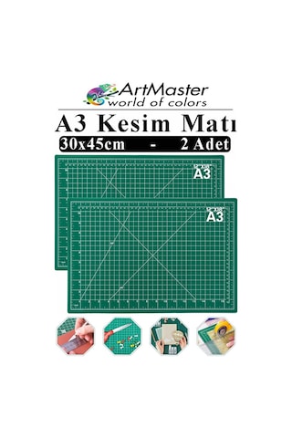 A3 Kesim Matı 2 Adet 30x45 Cm Çift Taraflı Çizim Matı Kesim Altlığı Kesme Madı Kesim Tablası Proje Etkinlik