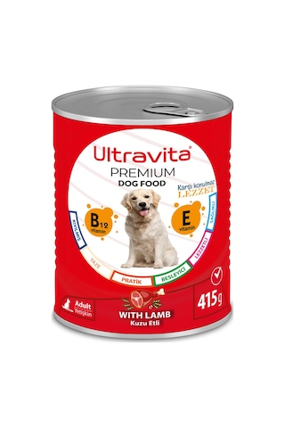 Ultravita Premium Yüksek Proteinli Kuzu Etli Konserve Köpek Maması 12 x 415 G