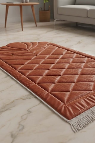 Kiremit Renk Kapitone Dolgulu Lüks Seccade 65x115 Cm