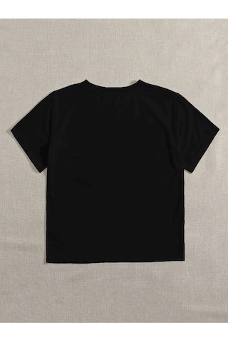 Kadın Beyaz Oversize 90's Baskılı T-shirt Siyah