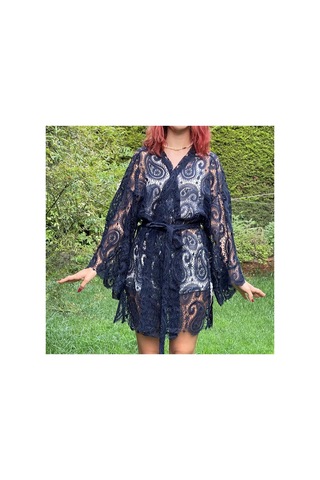 Lila Mare Dantel Handmade Beachwear Yazlık Kimono Standart Bedenlere 36-44 Arası Uygundur Renkli Renkli