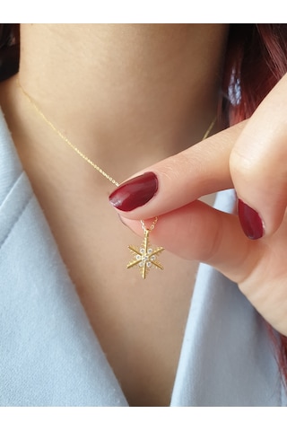 Magrib 925 Ayar Gümüş Kar Tanesi Kadın Kolye