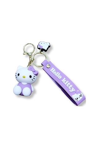 Hello Kitty Purple Edition 3d Figürlü Bilek Kayışlı Anahtarlık - 1 Adet