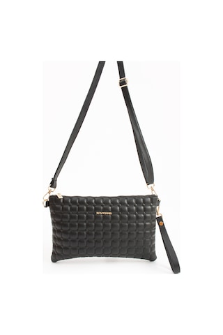 Sanmorris Kadın Suni Deri Siyah Mat Ayarlanabilir Çapraz Ve El Askılı Portföy, Clutch Çanta Siyah