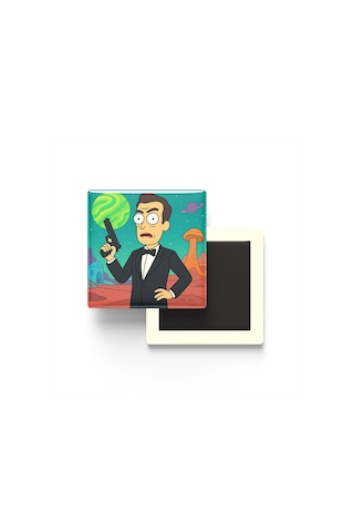 James Bond - 9x9 Cm Baskılı Kare Buzdolap Magneti
