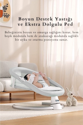 Kiwi Dolly 2in1 Otomatik Sallanan Kademe Ayarlı Beşik Ve Anakucağı - Gri