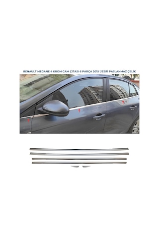 Ebal Otomotiv Renault Megane 4 Sedan Krom Cam Çıtası 6 parça 2015 ve üzeri P.Çelik