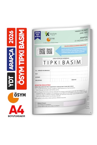 2026 Yks Ydt Arapça Ösym Tıpkı Basım Çıkmış Soru Deneme Kitapçığı Türkiye Geneli