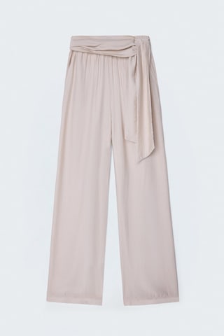 Sateen Kuşaklı Pantolon - Taş-137700