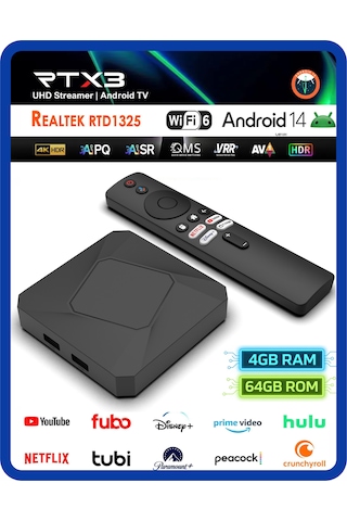 Everbox Rt-x3 4k Android 14.0 Tv Box 4+64gb Realtek Rtd1325 Yapay Zeka İşlemci Chip Dual Hızlı Wifi6