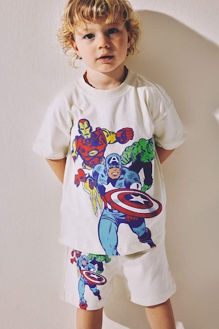 Defacto Kısa Kollu Tişört Şort Marvel Comıcs 2li Takım Erkek Bebek H7896a526hser42 Ekru-er42