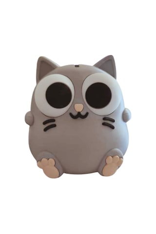 3dprototürk Gri Kedi Kumbara 16 Cm