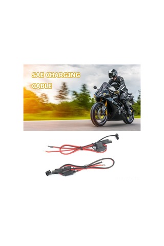 Yaozixa 12v Motosiklet Batarya Şarj Kablosu, Sae Hızlı Bağlantı, 10a Sigorta, Su Geçirmez Kapağı, 16awg, 60cm, 2 Adet