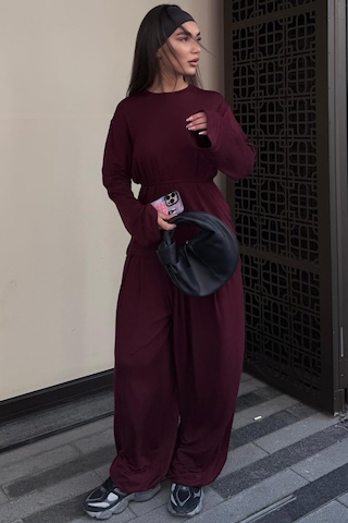 Madmext Bordo Likralı Modal Şalvar Takım Mg2784