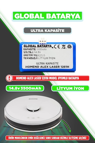 Homend Alex Laser Power 1281h Batarya 3500mah Lityum İyon Pil