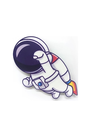 CajuArt Kahraman Astronot Ahşap Işıklı Çocuk Odası Duvar Tablosu