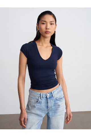 Dilvin 32894 V Yaka Fit T-shirt-k.lacivert