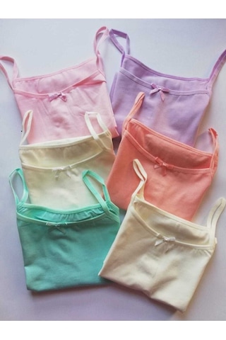 Kota Kız Çocuk Paket Ince Askılı Atlet 6'lı Ekru-lila-somon-mint-pembe