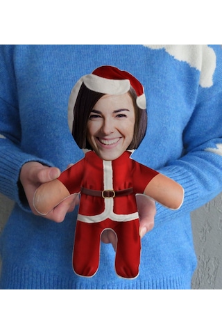 Kişiye Özel Fotoğraflı Noel Baba Bebek Yastık