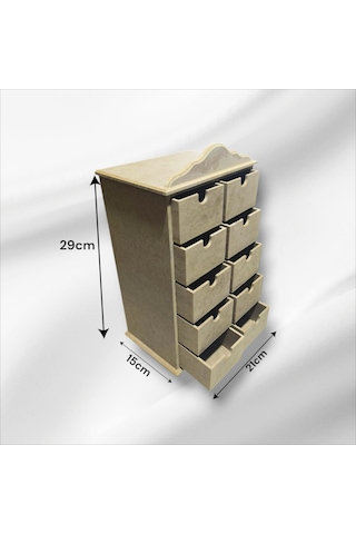 Ahşap Boyanabilir 10 Çekmeceli Takı-aksesuar Organizer Kutu