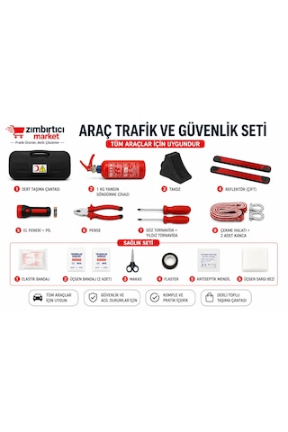 Trafik Ve Lüx İlk Yardım Setli Tüvtürk Onaylı Yeni Mevzuata Uygun Siyah