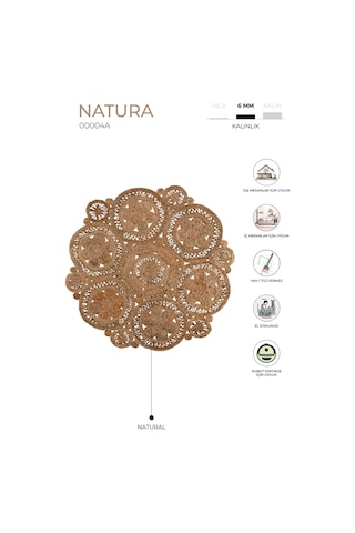 Natura El Dokuma Jüt Bohem Tarz Otantik Salon Oturma Odası Koridor Yatak Odası Natural Halı 00004a Naturel